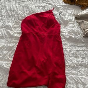 Princess Polly Asymmetrical Red Mini Dress with small slit